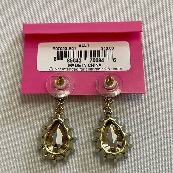 Betsey Johnson Rhinestone Bling Earrings New - Picture 3 of 4